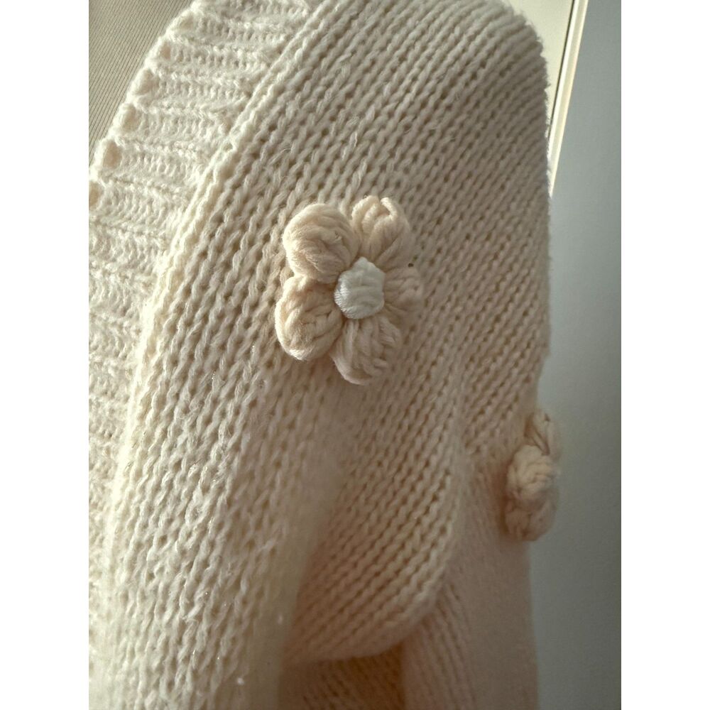 Anthropologie Chunky 3D floral knit Cardigan - Picture 5 of 7